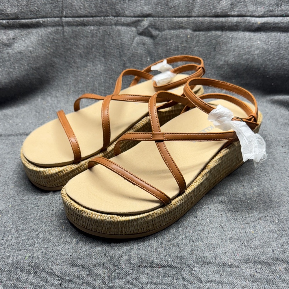 Anne Klein Brown Strappy Platform Sandals